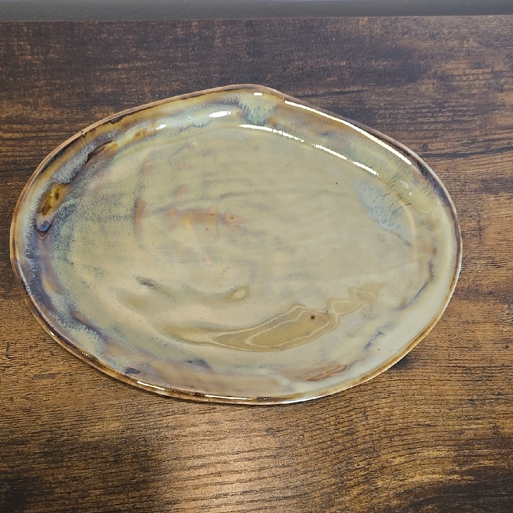 Artisan Glazed Ceramic Plate Vintage Japan Asian